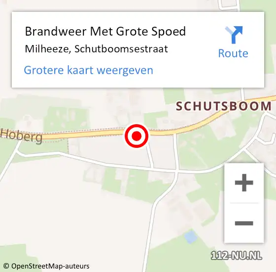 Locatie op kaart van de 112 melding: Brandweer Met Grote Spoed Naar Milheeze, Schutboomsestraat op 2 augustus 2024 11:06