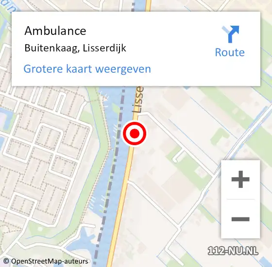 Locatie op kaart van de 112 melding: Ambulance Buitenkaag, Lisserdijk op 2 augustus 2024 11:10