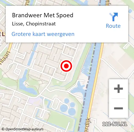 Locatie op kaart van de 112 melding: Brandweer Met Spoed Naar Lisse, Chopinstraat op 2 augustus 2024 11:21