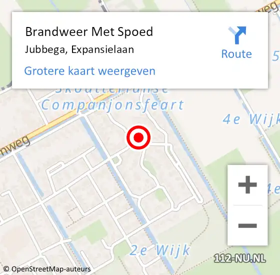 Locatie op kaart van de 112 melding: Brandweer Met Spoed Naar Jubbega, Expansielaan op 2 augustus 2024 11:34