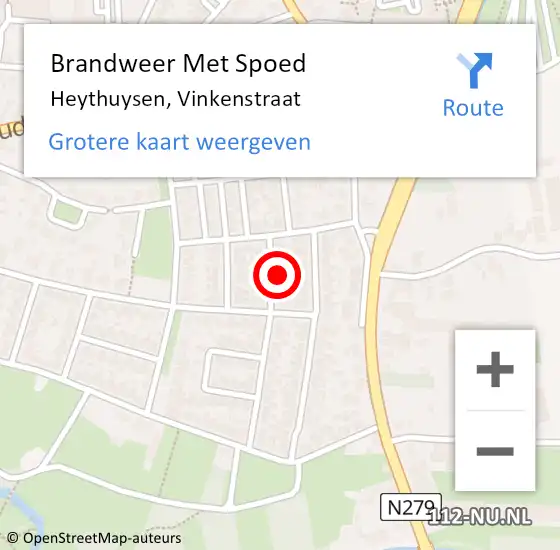 Locatie op kaart van de 112 melding: Brandweer Met Spoed Naar Heythuysen, Vinkenstraat op 2 augustus 2024 11:44