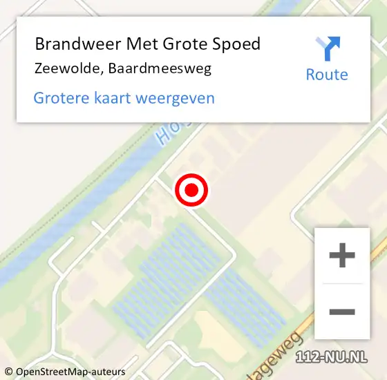 Locatie op kaart van de 112 melding: Brandweer Met Grote Spoed Naar Zeewolde, Baardmeesweg op 2 augustus 2024 11:45