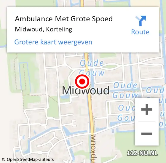 Locatie op kaart van de 112 melding: Ambulance Met Grote Spoed Naar Midwoud, Korteling op 2 augustus 2024 11:52