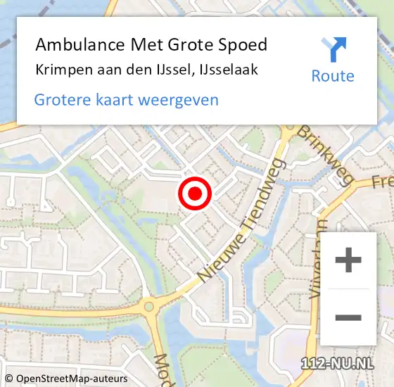 Locatie op kaart van de 112 melding: Ambulance Met Grote Spoed Naar Krimpen aan den IJssel, IJsselaak op 2 augustus 2024 11:56