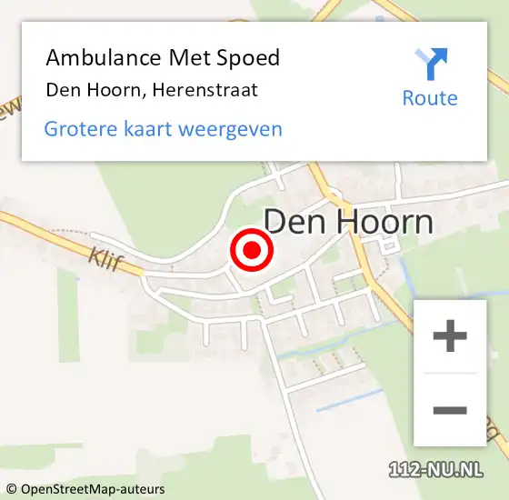 Locatie op kaart van de 112 melding: Ambulance Met Spoed Naar Den Hoorn, Herenstraat op 2 augustus 2024 12:38