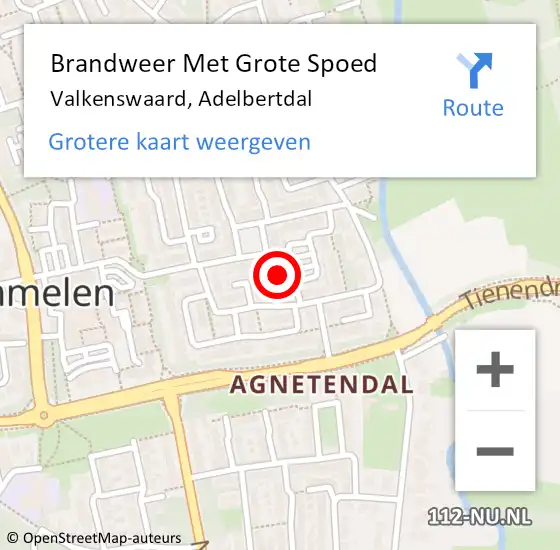 Locatie op kaart van de 112 melding: Brandweer Met Grote Spoed Naar Valkenswaard, Adelbertdal op 2 augustus 2024 12:39