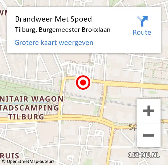 Locatie op kaart van de 112 melding: Brandweer Met Spoed Naar Tilburg, Burgemeester Brokxlaan op 2 augustus 2024 12:41