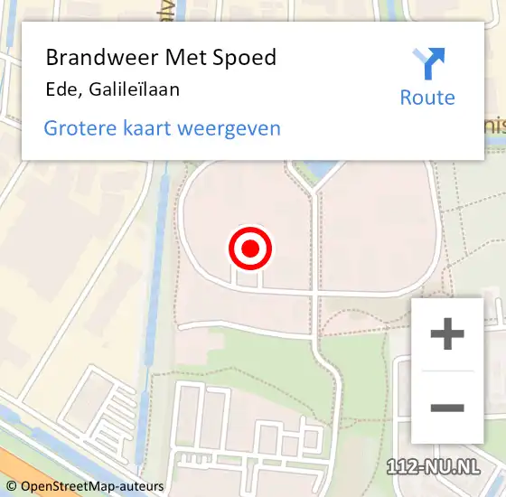 Locatie op kaart van de 112 melding: Brandweer Met Spoed Naar Ede, Galileïlaan op 2 augustus 2024 12:41