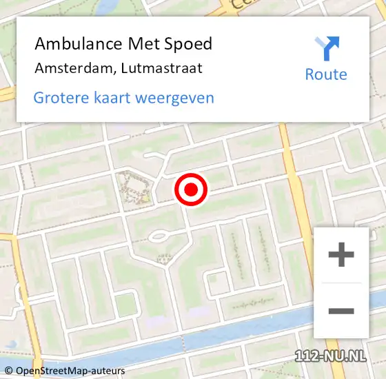 Locatie op kaart van de 112 melding: Ambulance Met Spoed Naar Amsterdam, Lutmastraat op 2 augustus 2024 12:46