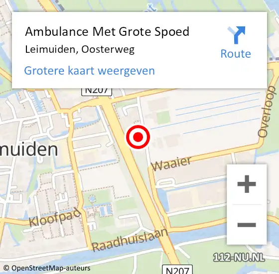 Locatie op kaart van de 112 melding: Ambulance Met Grote Spoed Naar Leimuiden, Oosterweg op 2 augustus 2024 13:05