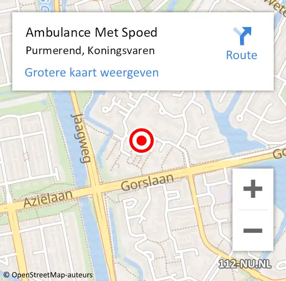 Locatie op kaart van de 112 melding: Ambulance Met Spoed Naar Purmerend, Koningsvaren op 2 augustus 2024 13:07