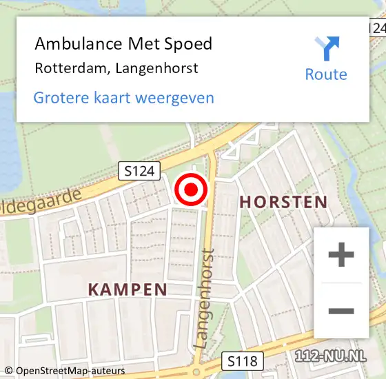 Locatie op kaart van de 112 melding: Ambulance Met Spoed Naar Rotterdam, Langenhorst op 2 augustus 2024 13:31