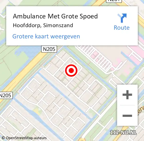 Locatie op kaart van de 112 melding: Ambulance Met Grote Spoed Naar Hoofddorp, Simonszand op 2 augustus 2024 13:46