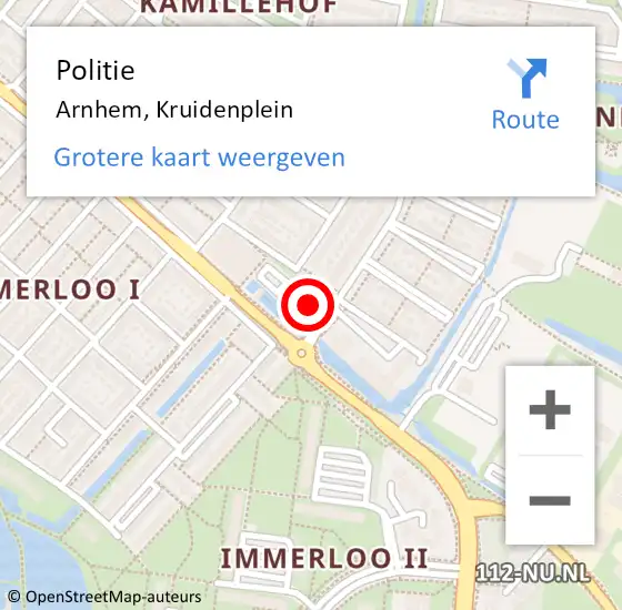 Locatie op kaart van de 112 melding: Politie Arnhem, Kruidenplein op 2 augustus 2024 13:52