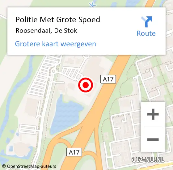 Locatie op kaart van de 112 melding: Politie Met Grote Spoed Naar Roosendaal, De Stok op 2 augustus 2024 14:03