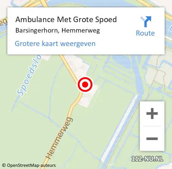 Locatie op kaart van de 112 melding: Ambulance Met Grote Spoed Naar Barsingerhorn, Hemmerweg op 2 augustus 2024 14:06