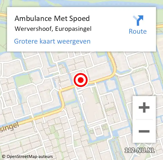 Locatie op kaart van de 112 melding: Ambulance Met Spoed Naar Wervershoof, Europasingel op 2 augustus 2024 14:16