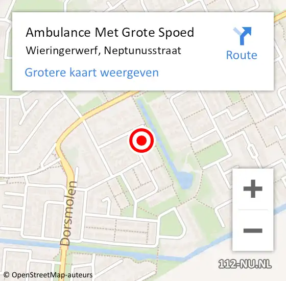 Locatie op kaart van de 112 melding: Ambulance Met Grote Spoed Naar Wieringerwerf, Neptunusstraat op 2 augustus 2024 14:24