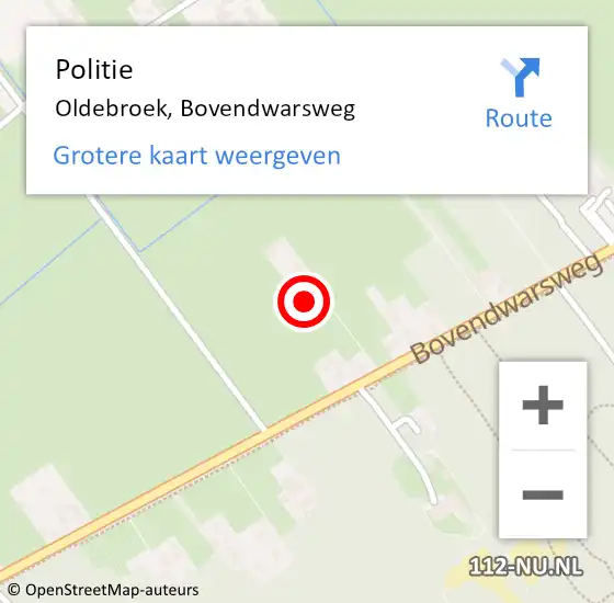 Locatie op kaart van de 112 melding: Politie Oldebroek, Bovendwarsweg op 2 augustus 2024 14:28