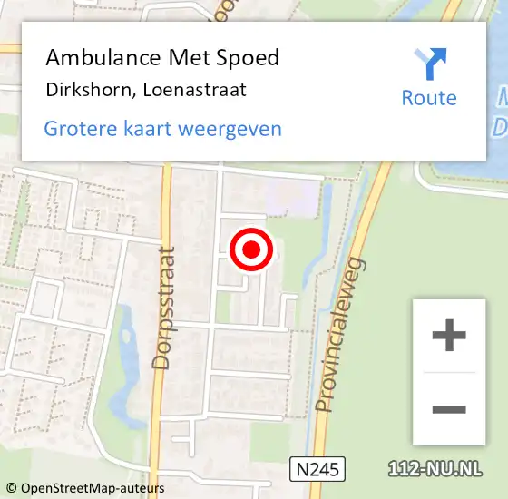 Locatie op kaart van de 112 melding: Ambulance Met Spoed Naar Dirkshorn, Loenastraat op 2 augustus 2024 14:28