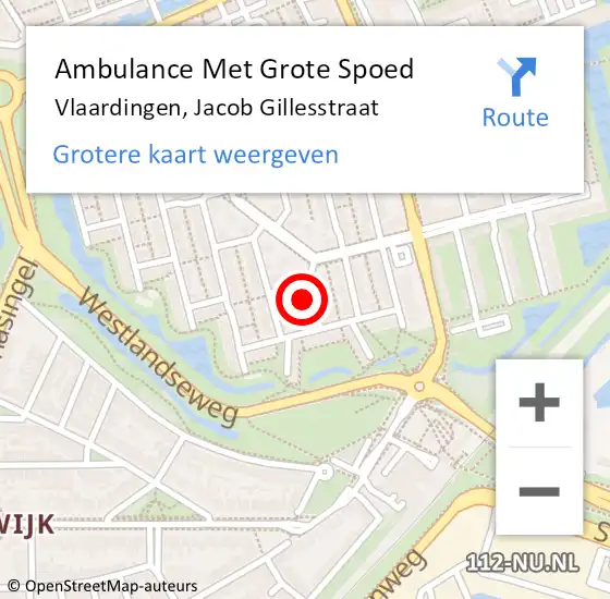 Locatie op kaart van de 112 melding: Ambulance Met Grote Spoed Naar Vlaardingen, Jacob Gillesstraat op 2 augustus 2024 14:42