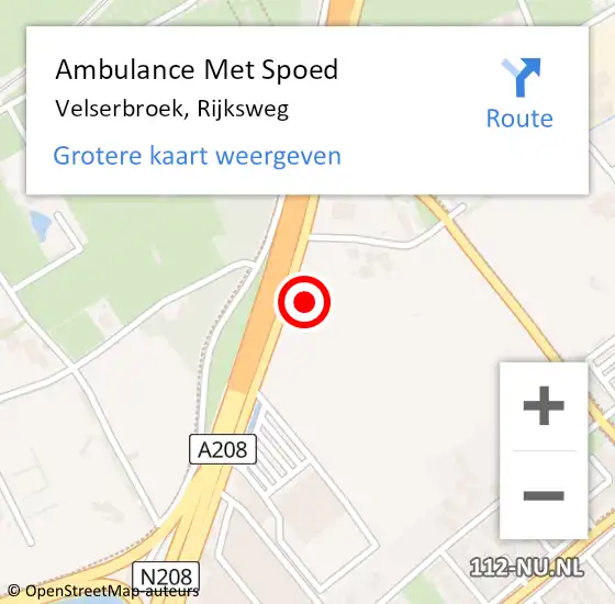 Locatie op kaart van de 112 melding: Ambulance Met Spoed Naar Velserbroek, Rijksweg op 2 augustus 2024 14:59