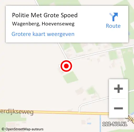 Locatie op kaart van de 112 melding: Politie Met Grote Spoed Naar Wagenberg, Hoevenseweg op 2 augustus 2024 15:02