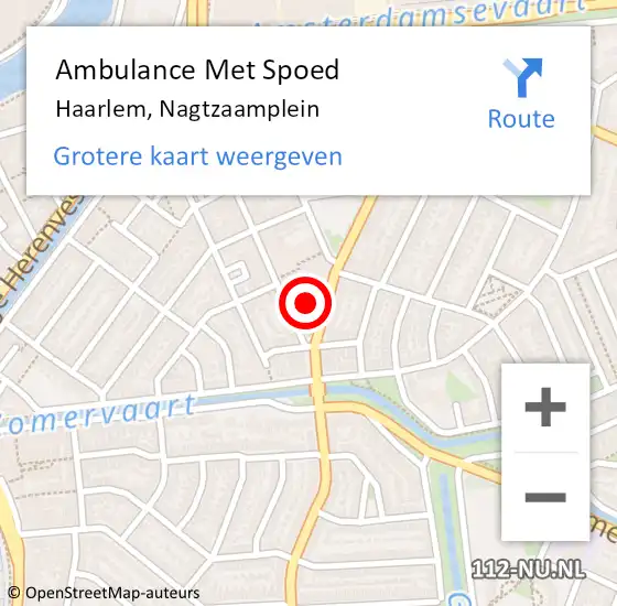 Locatie op kaart van de 112 melding: Ambulance Met Spoed Naar Haarlem, Nagtzaamplein op 2 augustus 2024 15:07