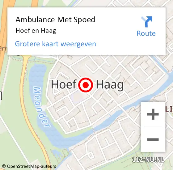 Locatie op kaart van de 112 melding: Ambulance Met Spoed Naar Hoef en Haag op 2 augustus 2024 15:33