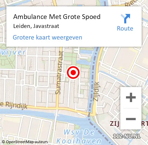 Locatie op kaart van de 112 melding: Ambulance Met Grote Spoed Naar Leiden, Javastraat op 2 augustus 2024 15:39