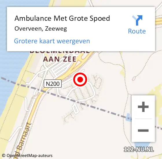 Locatie op kaart van de 112 melding: Ambulance Met Grote Spoed Naar Overveen, Zeeweg op 2 augustus 2024 15:41