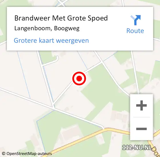 Locatie op kaart van de 112 melding: Brandweer Met Grote Spoed Naar Langenboom, Boogweg op 2 augustus 2024 15:45