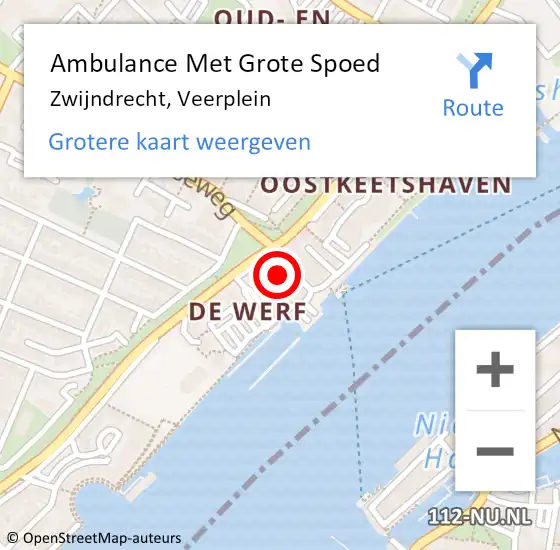 Locatie op kaart van de 112 melding: Ambulance Met Grote Spoed Naar Zwijndrecht, Veerplein op 2 augustus 2024 15:47