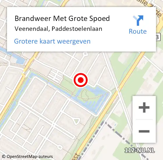 Locatie op kaart van de 112 melding: Brandweer Met Grote Spoed Naar Veenendaal, Paddestoelenlaan op 2 augustus 2024 15:47