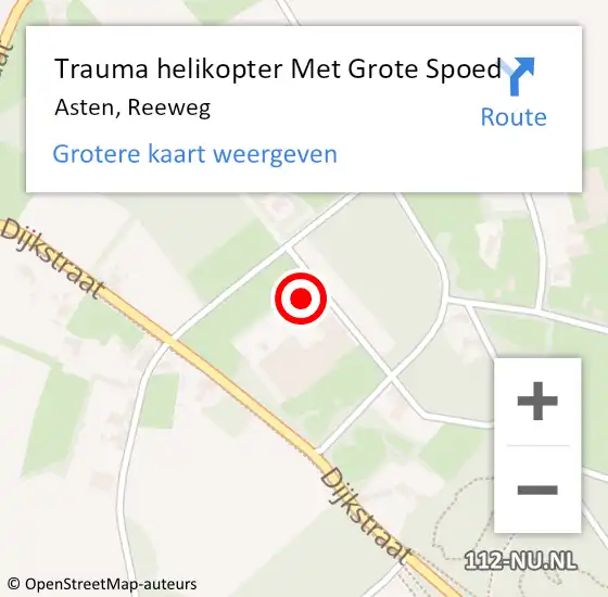 Locatie op kaart van de 112 melding: Trauma helikopter Met Grote Spoed Naar Asten, Reeweg op 2 augustus 2024 15:54