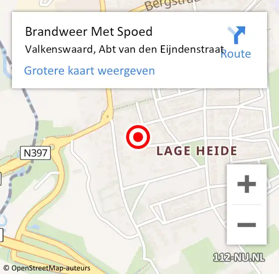 Locatie op kaart van de 112 melding: Brandweer Met Spoed Naar Valkenswaard, Abt van den Eijndenstraat op 2 augustus 2024 16:17