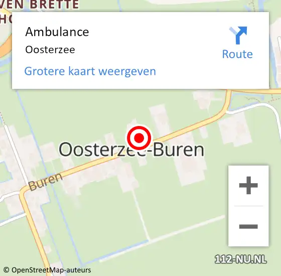 Locatie op kaart van de 112 melding: Ambulance Oosterzee op 2 augustus 2024 16:22