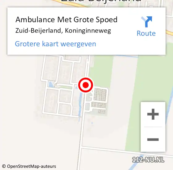 Locatie op kaart van de 112 melding: Ambulance Met Grote Spoed Naar Zuid-Beijerland, Koninginneweg op 2 augustus 2024 16:28