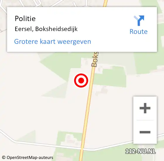 Locatie op kaart van de 112 melding: Politie Eersel, Boksheidsedijk op 2 augustus 2024 16:34