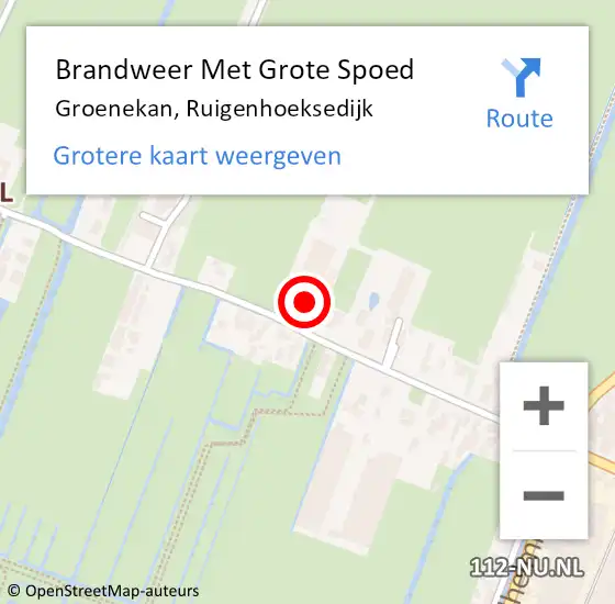 Locatie op kaart van de 112 melding: Brandweer Met Grote Spoed Naar Groenekan, Ruigenhoeksedijk op 2 augustus 2024 16:36