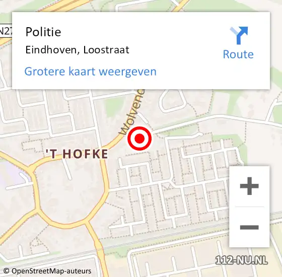 Locatie op kaart van de 112 melding: Politie Eindhoven, Loostraat op 2 augustus 2024 16:38