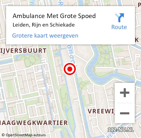 Locatie op kaart van de 112 melding: Ambulance Met Grote Spoed Naar Leiden, Rijn en Schiekade op 2 augustus 2024 16:40