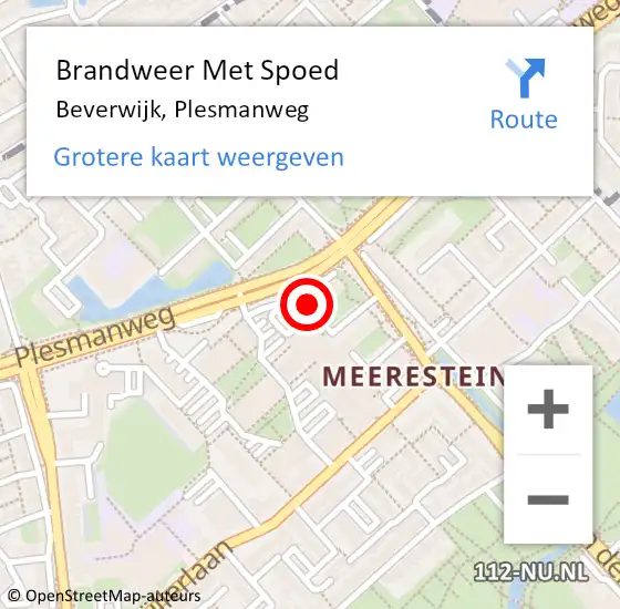 Locatie op kaart van de 112 melding: Brandweer Met Spoed Naar Beverwijk, Plesmanweg op 2 augustus 2024 17:10