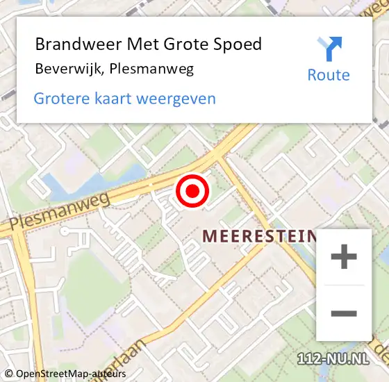 Locatie op kaart van de 112 melding: Brandweer Met Grote Spoed Naar Beverwijk, Plesmanweg op 2 augustus 2024 17:11