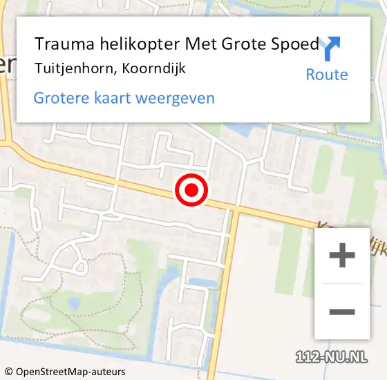 Locatie op kaart van de 112 melding: Trauma helikopter Met Grote Spoed Naar Tuitjenhorn, Koorndijk op 2 augustus 2024 17:33