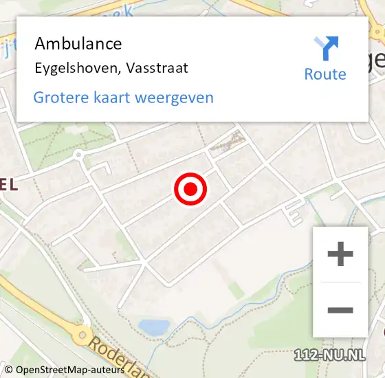 Locatie op kaart van de 112 melding: Ambulance Eygelshoven, Vasstraat op 15 oktober 2014 08:17