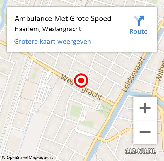 Locatie op kaart van de 112 melding: Ambulance Met Grote Spoed Naar Haarlem, Westergracht op 2 augustus 2024 18:10