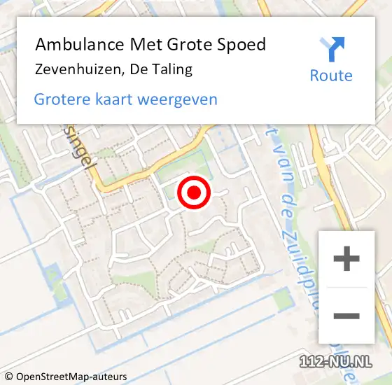 Locatie op kaart van de 112 melding: Ambulance Met Grote Spoed Naar Zevenhuizen, De Taling op 2 augustus 2024 18:20