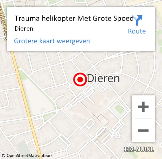 Locatie op kaart van de 112 melding: Trauma helikopter Met Grote Spoed Naar Dieren op 2 augustus 2024 18:28