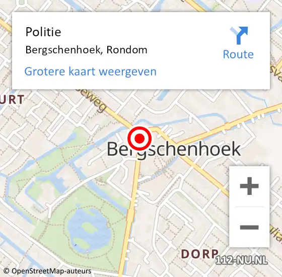 Locatie op kaart van de 112 melding: Politie Bergschenhoek, Rondom op 2 augustus 2024 18:47